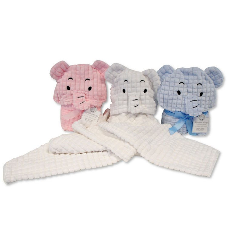 Picture of BW-112-1017P: – 0172 – BABY ELEPHANT HOODED WRAP- PINK 75* 1